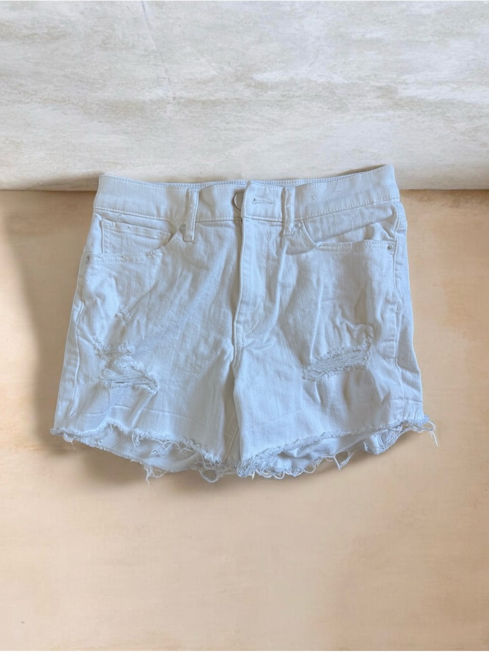 Express White Distressed Denim Jean Shorts